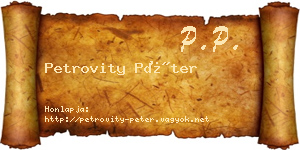 Petrovity Péter névjegykártya